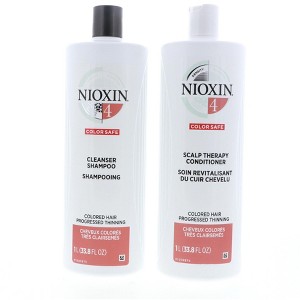 Nioxin System 4 Cleanser & Scalp Therapy Shampoo and Conditioner for Fine Treated Hair Duo Set, 33.8 oz - 1 of 4