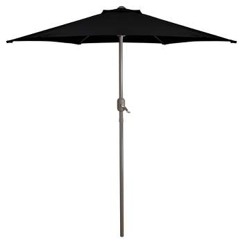 Northlight 7.5ft Outdoor Patio Market Umbrella with Hand Crank, Black