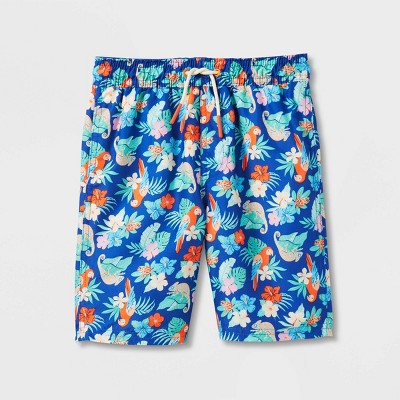 Boys' Floral Print Swim Trunks - Cat & Jack™ Blue