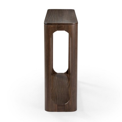Walnut 46.5" Solid Wood Console Table with Storage Shelf