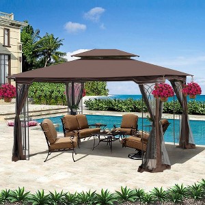 Sevobal Patio Umbrellas Outdoor Patio Gazebo Canopy Tent With Ventilated Double Roof For Lawn, Garden, Backyard And Deck, Brown, 165"*120"*108" - 1 of 4