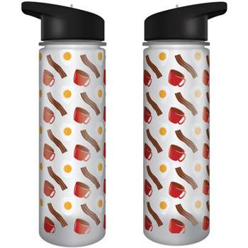 Bacon Egg Coffee All Over Print 24 Oz Plastic Water Bottle With Black Lid