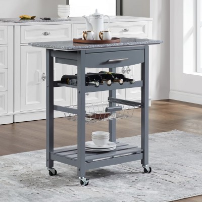 Syemin Kitchen Carts and Islands Mobile Rolling Kitchen Island Trolley Serving Cart Mobile Kitchen Storage Islands, Grey, 30"*15.75"*33.4"