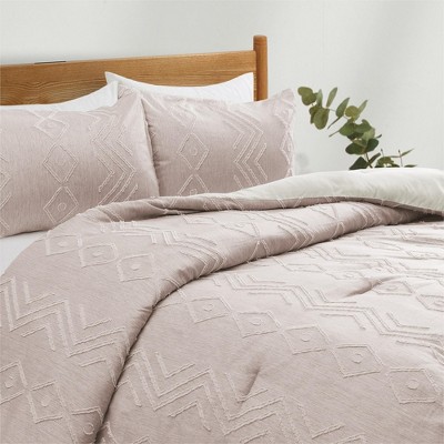 Peace Nest 3 Piece Tufted Embroidery Comforter Set Soft Clipped Microfiber Year-Round Warmth Geometric Design