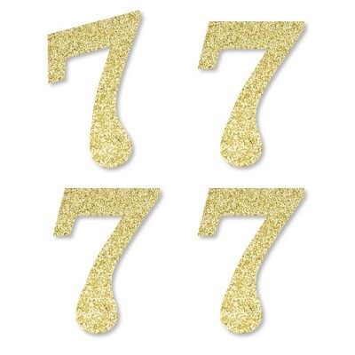 Big Dot of Happiness Gold Glitter 7 - No-Mess Real Gold Glitter Cut-Out Numbers - 7th Birthday Party Confetti - Set of 24