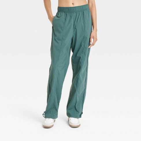 Women s Stretch Woven High rise Parachute Pants All In Motion Dark Green Xxl Target