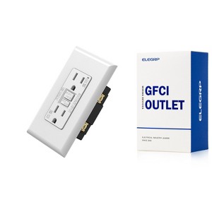 ELEGRP GFCI Outlet Self-Test, 15 Amp 125V Weather Resistant Duplex wall outlet, Wall Plate included, UL Listed, Matte White 1PC - 1 of 1