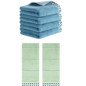 REGALWOVEN Striped Checked Print Absorbent Soft Decorative Hand Towel 14" x 30" - 1 of 4