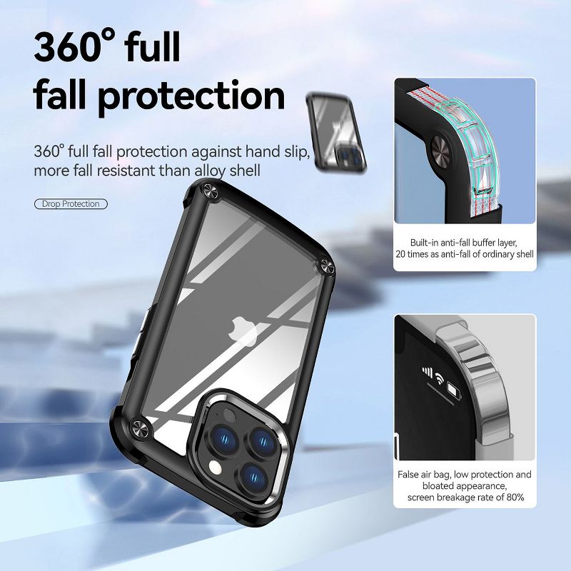 High Quality Clean PC,TPU and Metal Bumper Case For iPhone 13 PRO, 3 of 5