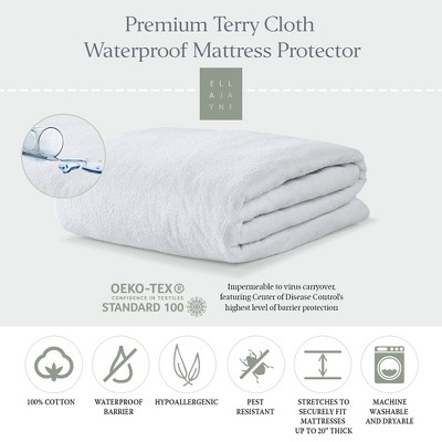 California King White Terry Cloth Waterproof Mattress Protector