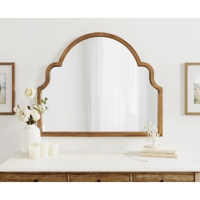 Rustic Brown Moroccan Arch Wood Vanity Mirror