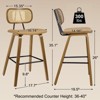 Bekrvio 26" Mid Century Modern Counter Height Bar Stools - Rattan Cane Back, Wood, PU Leather Upholstered for Kitchen Island Dining - 4 of 4