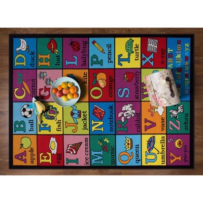 Multicolor Synthetic Alphabet Educational Kids Area Rug 3'3" x 4'7"