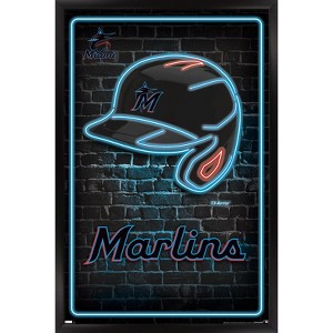 Trends International MLB Miami Marlins - Neon Helmet 23 Framed Wall Poster Prints - 1 of 4