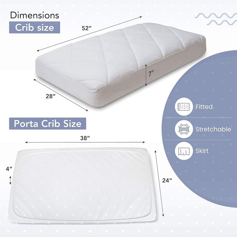 Cotton Sateen Luxury Mattress Pad - Soft & Comfortable  Alternative Down Filling - 300 Thread Count, 4 of 9