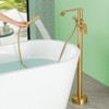Cobbe Single Handle Freestanding Floor Standing Tub Faucet Tub Filler with Handheld Shower Swivel Spout and 59-Inch Hose Brushed Gold - 4 of 4