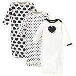 Touched by Nature Baby Girl Organic Cotton Long-Sleeve Gowns 3pk, Heart, 0-6 Months