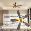 Siljoy 46'' Inch Boho Black Hemp Ceiling Fans with Lights and Remote Control, Farmhouse Caged Rattan Ceiling Fan for Dining Room - 2 of 4