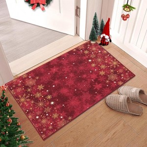 Fulvari Christmas Snowflake Accent Non-Slip Rubber Backing Indoor Area Rug Holiday Home Decor for Living Room Bedroom Bathroom - 1 of 4