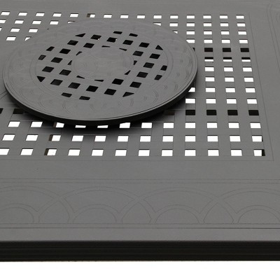 Black Aluminum 84" Rectangular Outdoor Dining Set with Mesh Chairs