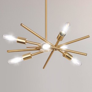 Urban Ambiance Luxury Mid-Century Modern Indoor Chandelier,  10-1/2''H x 22-9/165"W x 22-9/165''D,  Satin Brass Finish, UHP4425 - 1 of 4