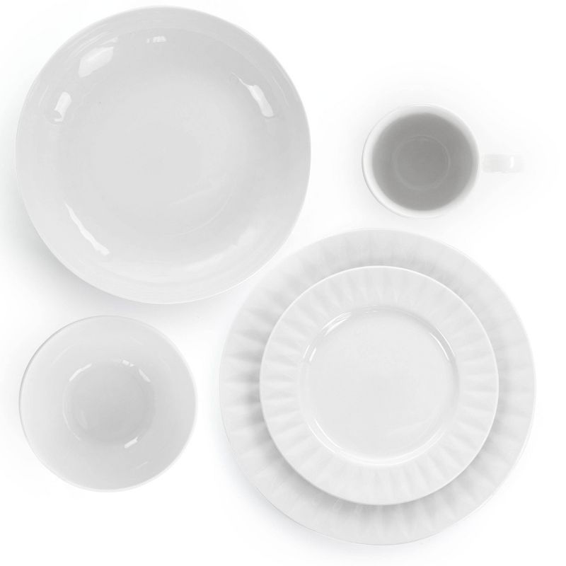 18pc Porcelain Sienna Dinnerware Set White - Elama, 4 of 9