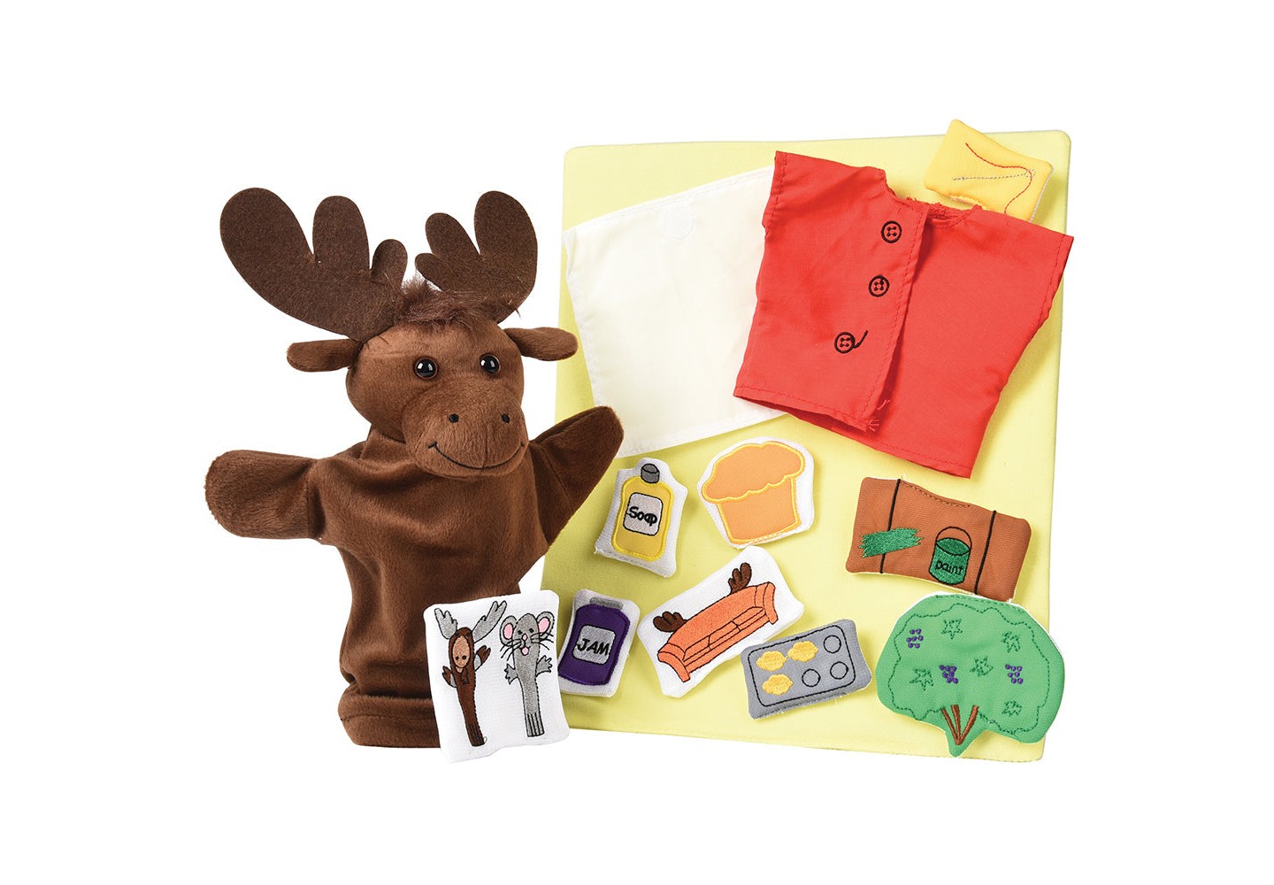 Детские куклы Cre8tive Minds If You Give a Moose a Muffin Puppet & Props Set – 13-Piece Interactive Storytelling Set Ages 2+ — фото 2