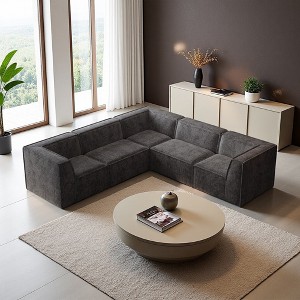 106" Chenille L-Shaped Modular Sectional Sofa, 5-Piece Oversized - 1 of 4
