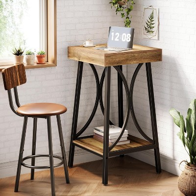 Tribesigns 36-Inch Industrial Bar Table, 2-Tier Metal High Top Table for Kitchen, Dining Room, Home Bar & Cafe, Counter Height Bistro Table