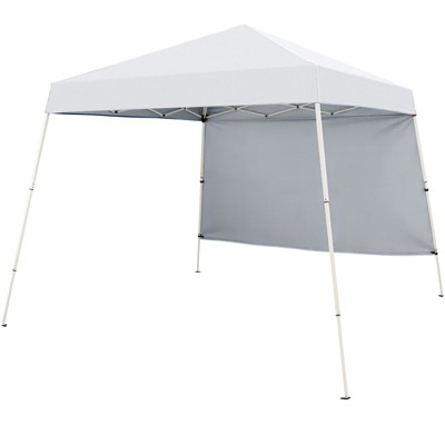 Costway 10 X 10FT Pop up Canopy Tent with 1 Sidewall, Portable Backpack, 4 Stakes Blue/White/Pinl/Gray