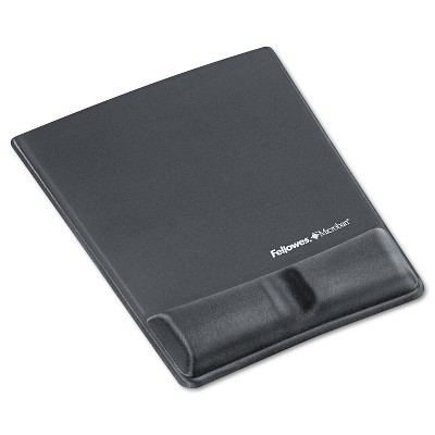 Fellowes Memory Foam Wrist Support w/Attached Mouse Pad Graphite 9184001