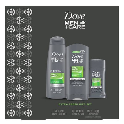 Dove Men+Care Extra Fresh Antiperspirant & Deodorant + Body Wash + 2-in-1 Shampoo & Conditioner Gift Pack Set - 3ct