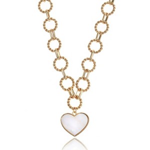 Attop Women's Gold Mother-of-Pearl Heart Necklace - 1 of 4