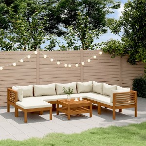 vidaXL Garden Lounge Set Cream, Natural Wood - 1 of 4
