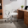 LeisureMod Benmar Mid-Back Office Chair, Leather Upholstery with Swivel, Tilt, and Chrome Base, Modern Desk Seating for Home Office or Conference Room - 2 of 4