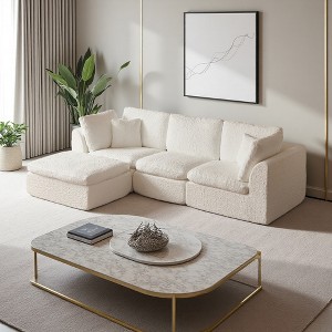 110" Cloud L-Shaped Convertible Sectional Sofa, Ottoman, 7 Throw Pillows, No Assembly - 1 of 4