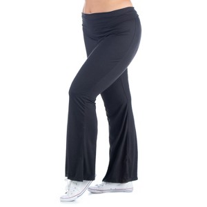 24seven Comfort Apparel Black Bell Bottom Foldover Waist Plus Size Sweatpants - 1 of 3