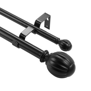 VEVOR Double Rod Curtain Rods, 36-72 inches(3-6ft) Adjustable Length, Black Double Curtain Rods with Round Finials, 1" and 3/4" Diameter, Black - 1 of 4