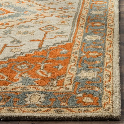 Elegant Heritage Light Blue Hand-Tufted Wool Area Rug, 5' x 8'