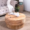 30.3” Round Wood Coffee Table with Lift-Top Hidden Storage – Modern Rustic Center Table for Living Room or Apartment - 3 of 4