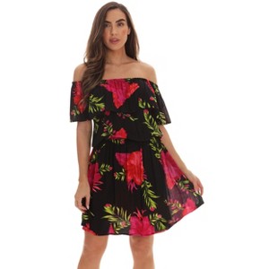 Riviera Sun Womens Floral Printed Off-Shoulder Rayon Crepe Printed Sundress for Women - 1 of 3