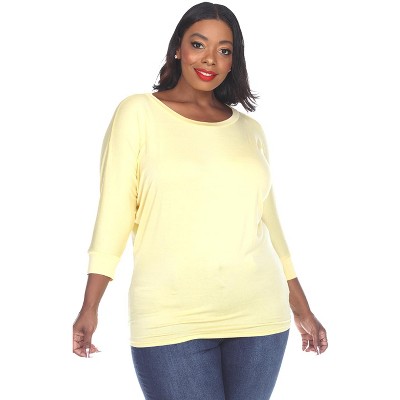 Women's Plus Size Bat Sleeve Tunic Top - White Mark