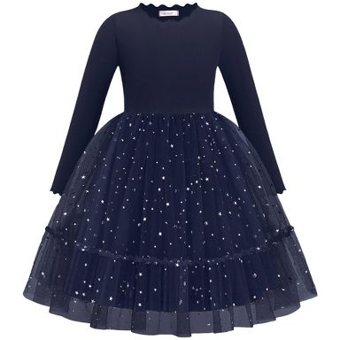 winter toddler dresses Arshiner Dress Fall Long Sleeve Clothes Cute White Wedding Party Tulle 5-6Y-Navy Blue-2T X-Large Birthday Party Wear Mom Size:XS/2 5 Years (120cm) 66