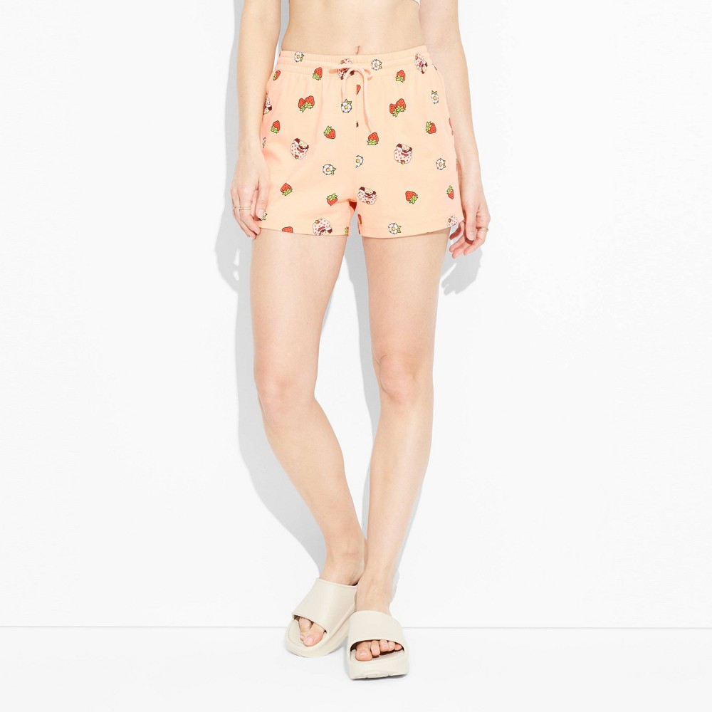 Womens Strawberry Graphic Lounge Shorts