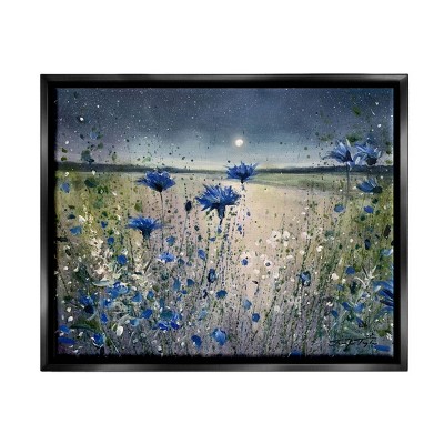 Stupell Industries Blooming Blue Flowers Night MoonFloater Canvas Wall Art