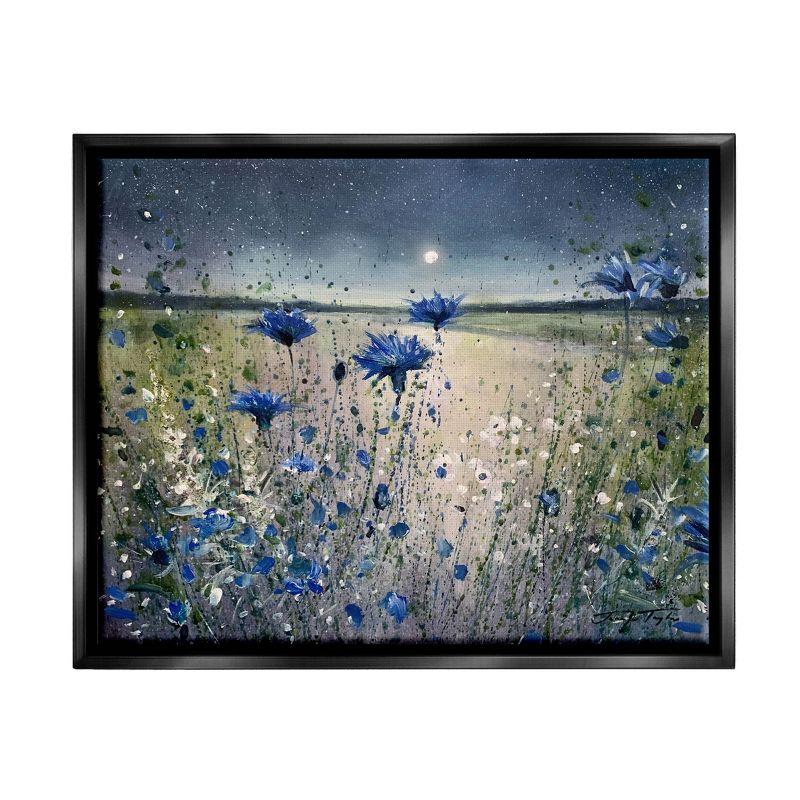 Stupell Industries Blooming Blue Flowers Night MoonFloater Canvas Wall Art, 1 of 6