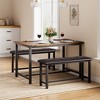Dining Table Set for 4, Kitchen Table with 2 Upholstered Benches, 3-Piece Dining Set for Kitchen, Apartment, Small Spaces - 2 of 4
