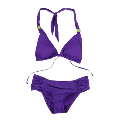 bar III Womens Halter Ruched 2 Piece Bikini