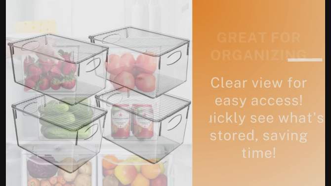 Sorbus Large Plastic Storage Bins with Lids - for Kitchen Organization, Pantry/Storage Organizers, Fridge Organizer - Clear Storage Bins (4 pack), 2 of 10, play video