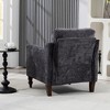 Airsurfer Modern Upholstered Armchair with Tufted Back, Storage Pocket & Wooden Legs, Comfy Accent Chair for Living Room or Bedroom, Black - 3 of 4